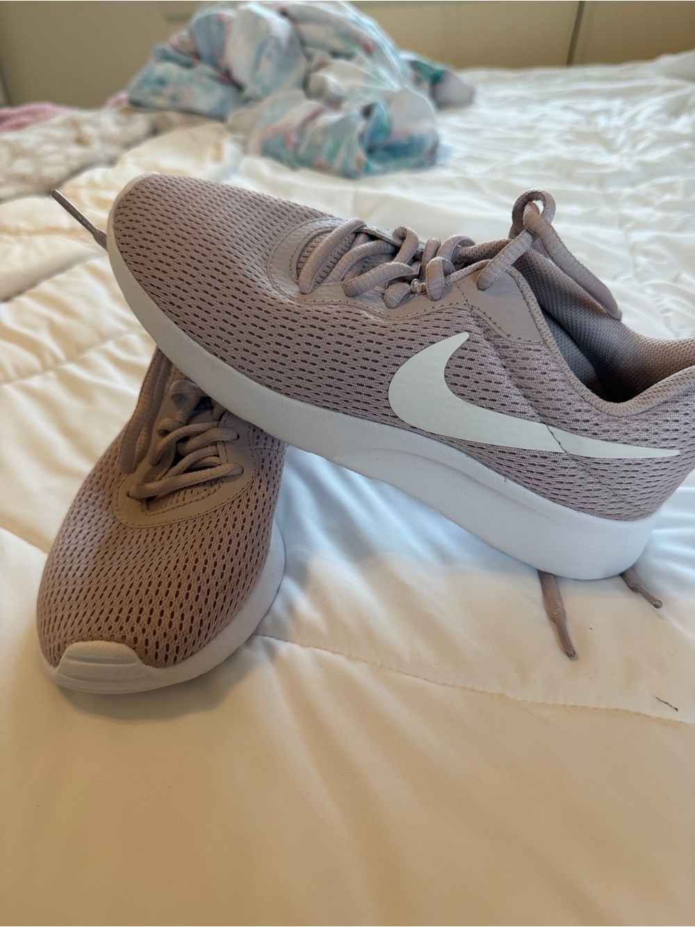 Nike Women's Running Sneakers - Taupe with White Swoosh